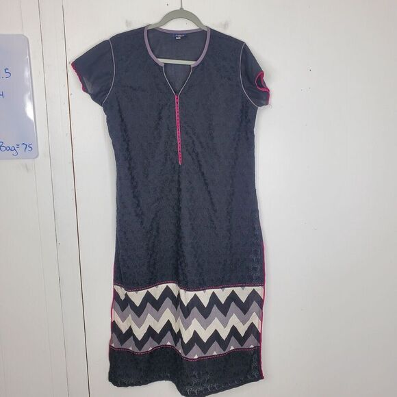 Rav-E Dress Womens Popover Intricate Embossed Swirls Artist Lagenlook Kaftan XXL - Picture 1 of 11